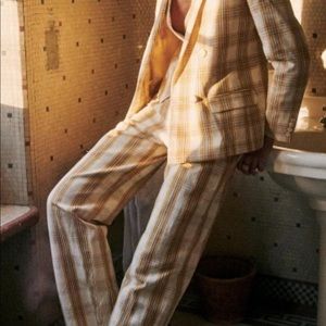 Sézane beige checkered pants (FR size 36)